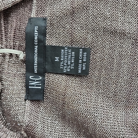 INC Sparkly Tank inside Open Sweater Taupe Silver threads, Medium NWT Bling - Picture 6 of 10